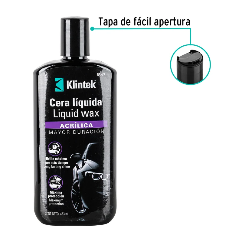 CERA LÍQUIDA ACRÍLICA PARA AUTO KLINTEK, 473 ML
