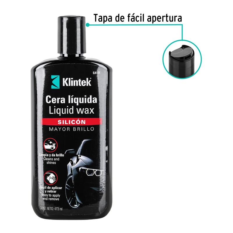 CERA LÍQUIDA DE SILICÓN PARA AUTO KLINTEK, 473 ML