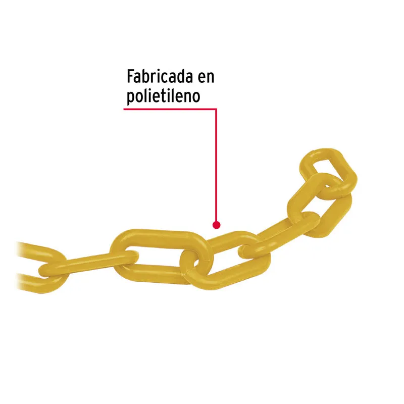 CADENA FIERO 8 MM DE PLÁSTICO AMARILLA, CARRETE DE 25M