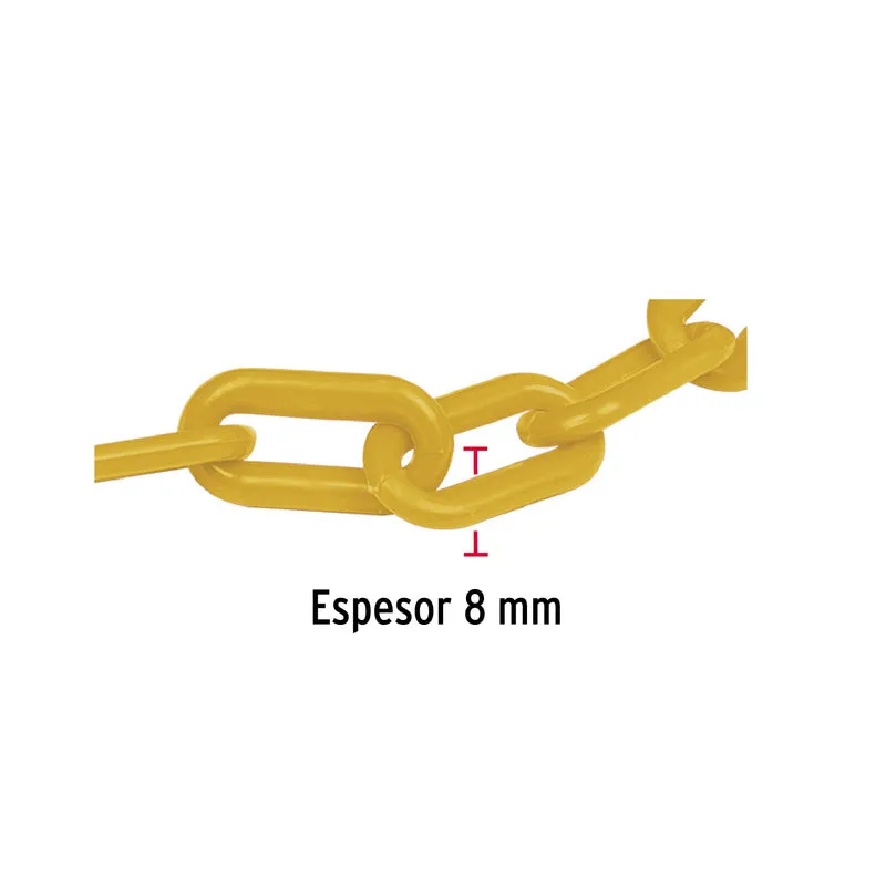 CADENA FIERO 8 MM DE PLÁSTICO AMARILLA, CARRETE DE 25M