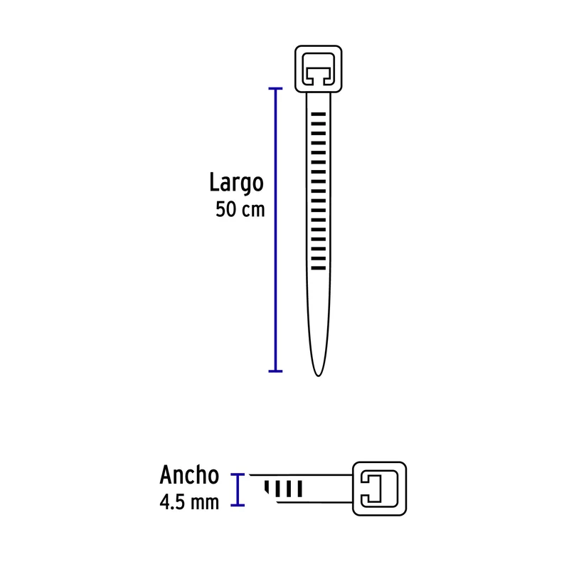 BOLSA CON 25 PRECINTOS PLÁSTICOS VOLTECK, 500X4.5 MM