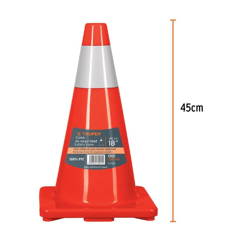CONO DE PRECAUCIÓN TRUPER, 45 CM DE PVC CON REFLEJANTE