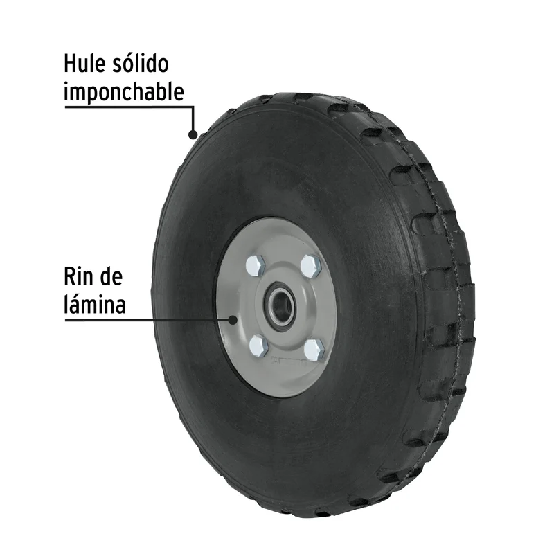 RUEDA DE HULE SÓLIDO PRETUL DE 10", DOBLE BALERO