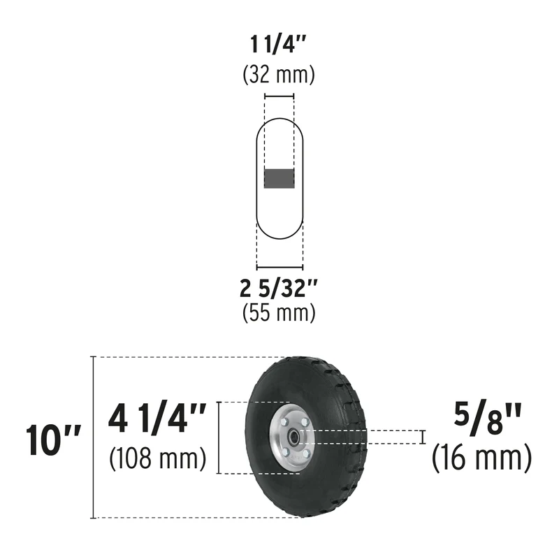 RUEDA DE HULE SÓLIDO PRETUL DE 10", DOBLE BALERO
