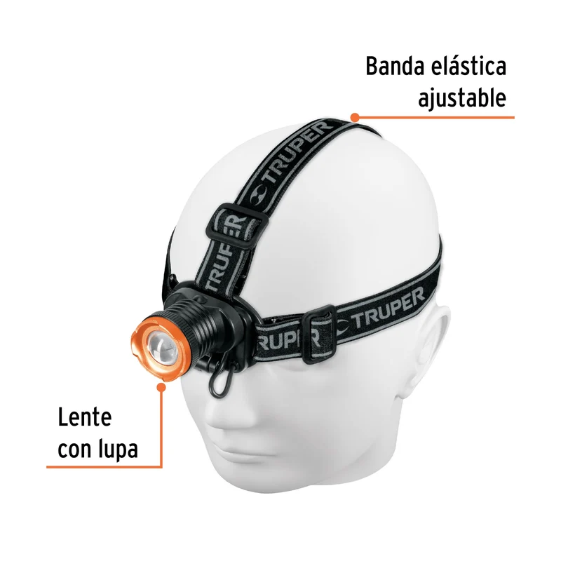 LINTERNA DE MINERO RECARGABLE TRUPER, 80 LÚMENES DE 1 LED