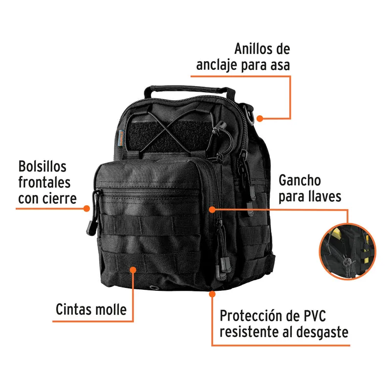 MOCHILA TÁCTICA NEGRA DE HOMBRO, TRUPER