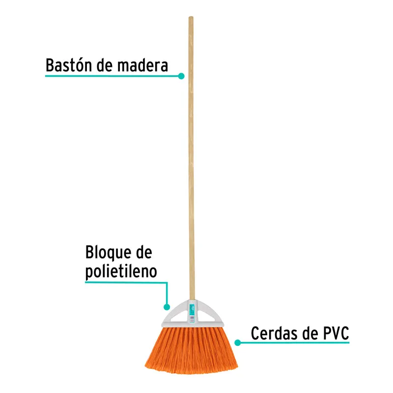 ESCOBA GRANDE TRUPER, TIPO ABANICO CON CERDAS DE PVC