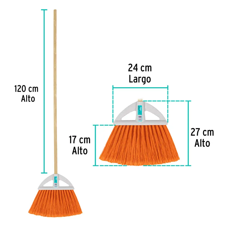 ESCOBA GRANDE TRUPER, TIPO ABANICO CON CERDAS DE PVC
