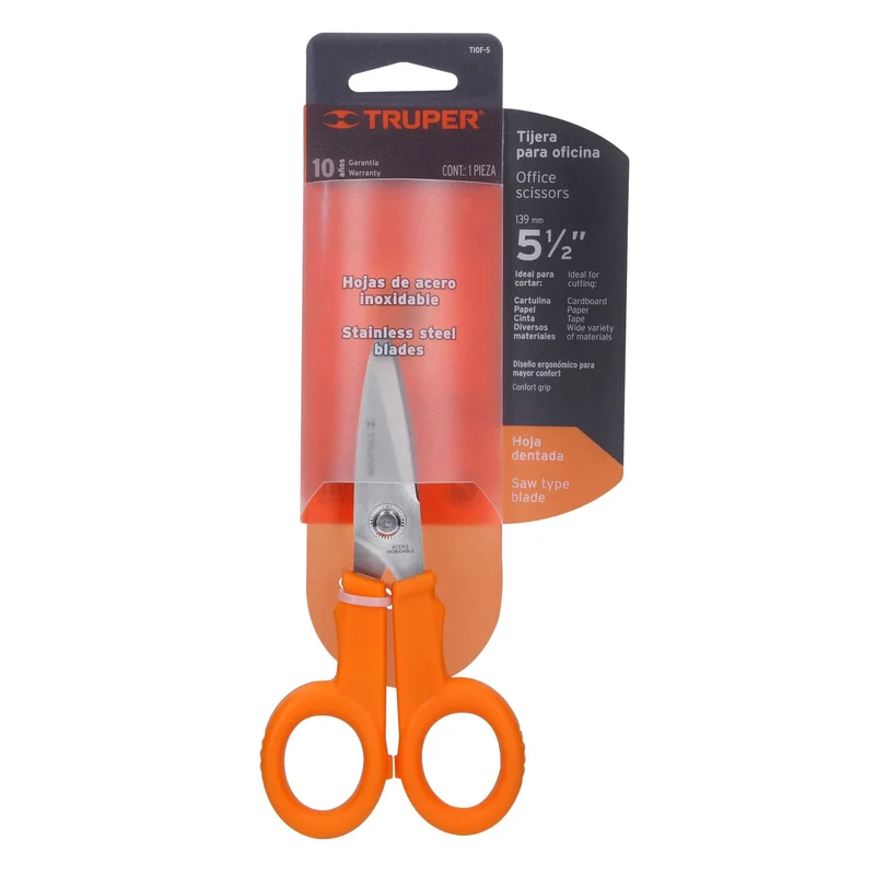 TIJERA 5-1/2" (14 CM) DE ACERO INOXIDABLE PARA ELECTRICISTA, TRUPER