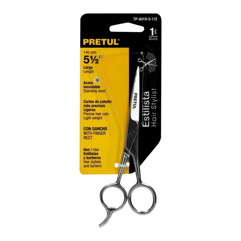 TIJERA 5-1/2" ACERO INOX PARA ESTILISTA, PRETUL
