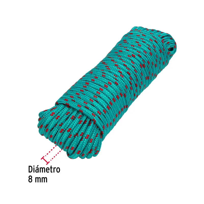 CUERDA DE POLIPROPILENO TRENZADA, MULTICOLOR, 8MM X 30M