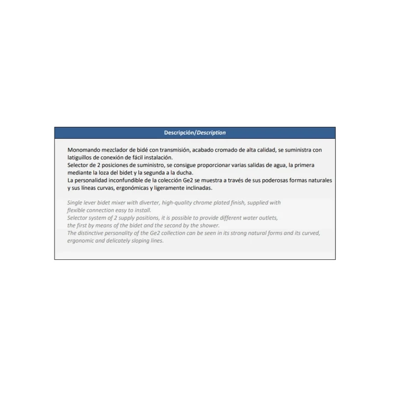 MONOCOMANDO P/ BIDE C/ TRANSMISION GE2