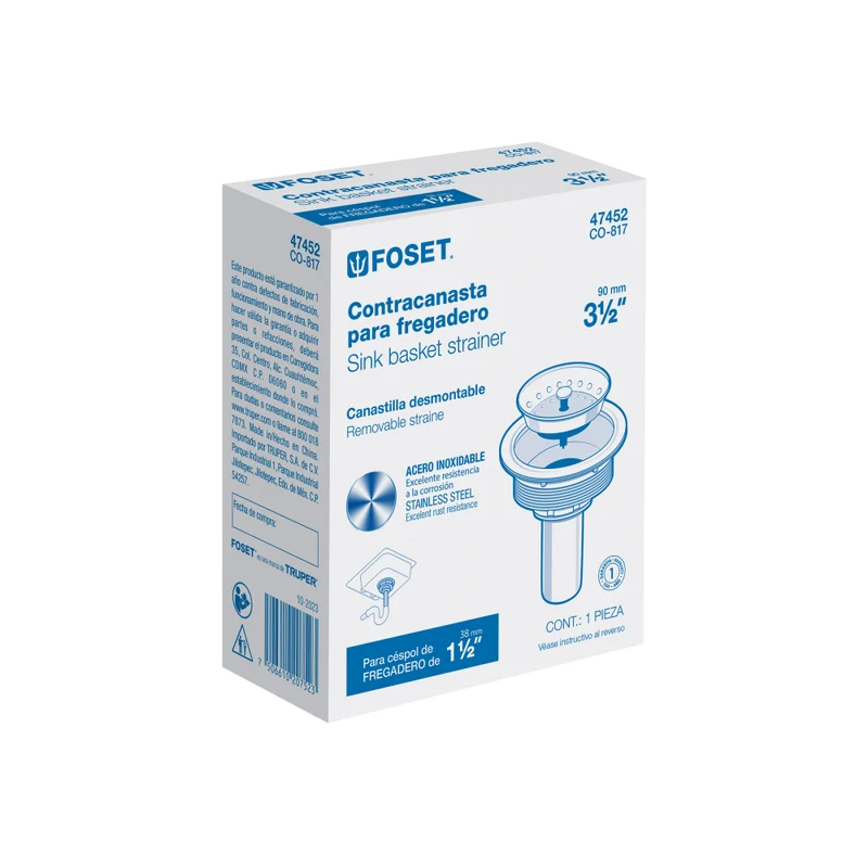 CONTRACANASTA DE ACERO INOXIDABLE CON TU