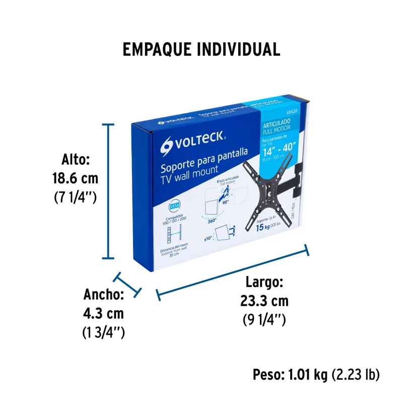 SOPORTE P/ TV PANT 14"- 40" MOVALVULAANGULAR Y ARTICULADO