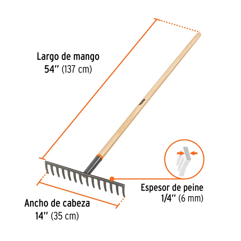 RASTRILLO RECTO 14 DIENTES MGO54'