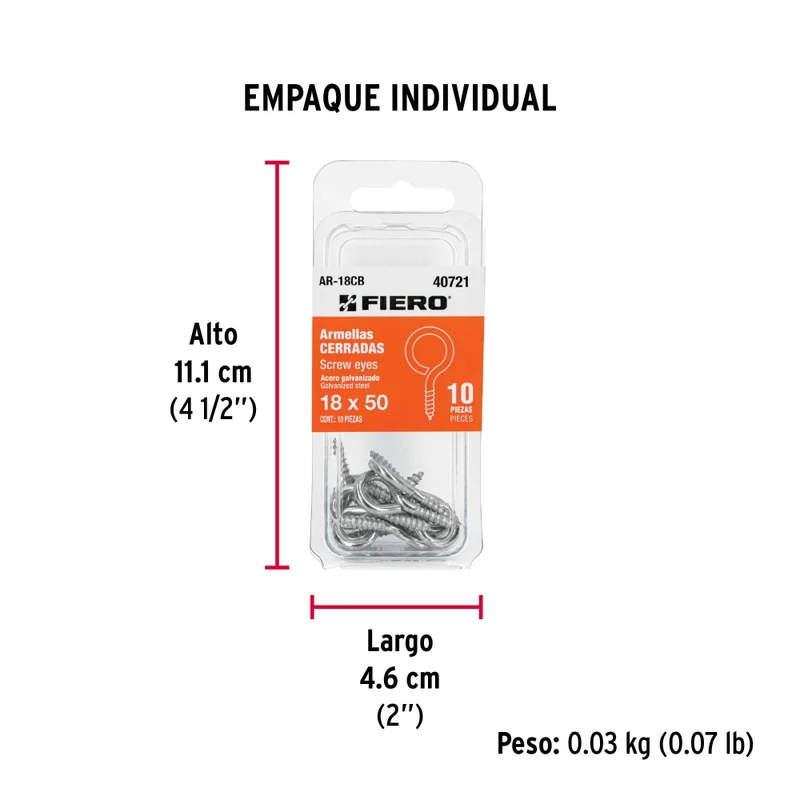 BLISTER CON 10 ARMELLAS CERRADAS DE 18 X 50, FIERO