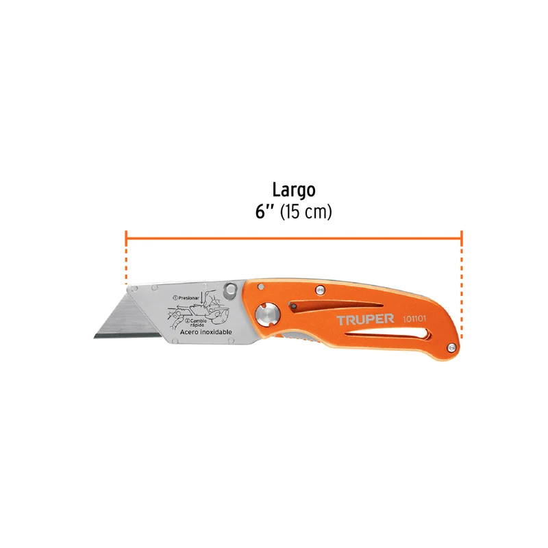 NAVAJA ABATIBLE 6" CUERPO DE ALUMINIO Y ACERO INOX, TRUPER