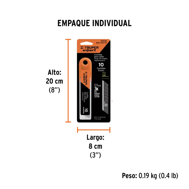 ESTUCHE DE 10 NAVAJAS SK2 25MM P/CUTTER