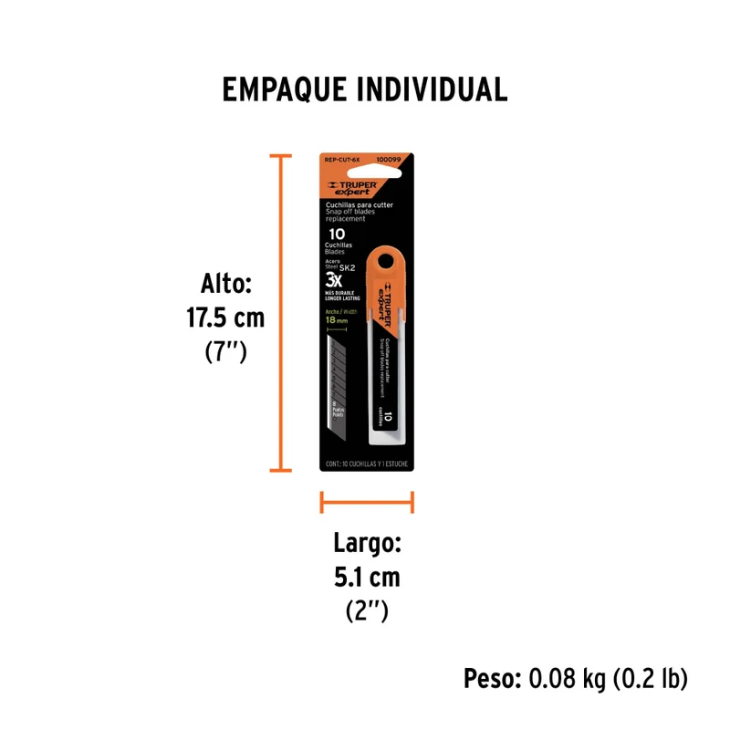 ESTUCHE DE 10 NAVAJAS SK2 18MM P/CUTTER