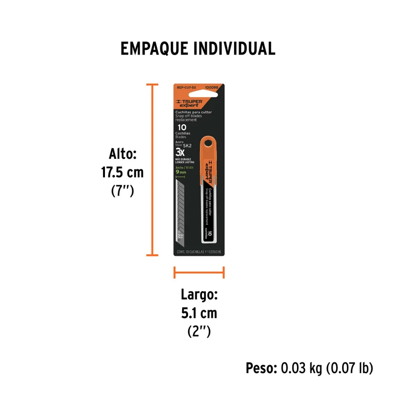 ESTUCHE DE 10 NAVAJAS SK2 9MM P/CUTTER