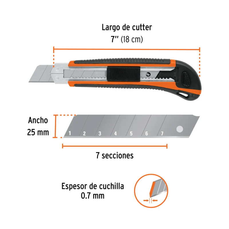 CUTTER 25MM CON ALMA METALICA Y GRIP PROFESIONAL, TRUPER