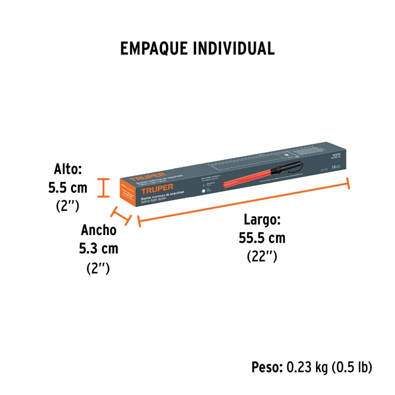BASTON LUMINOSO 53CM C/LUZ LED S/PILA