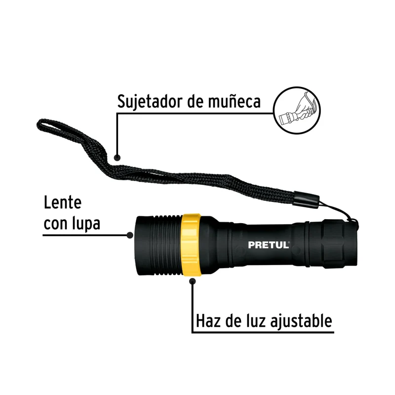 LINTERNA PLAST. 40 LM C/1 PILA AA, PRETUL