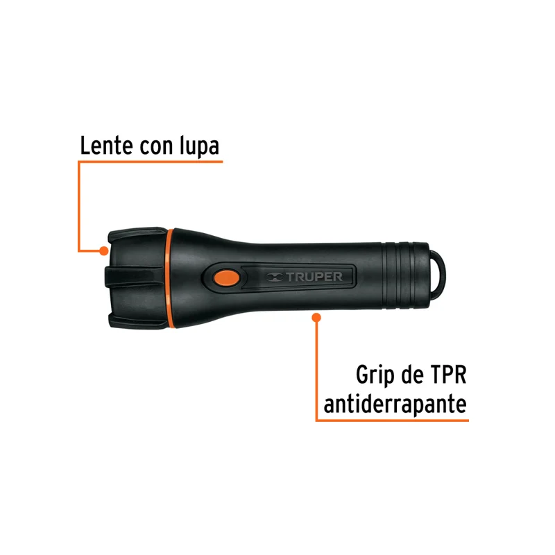 LINTERNA PLAST. 180 LM C/2 PILAS D, TRUPER