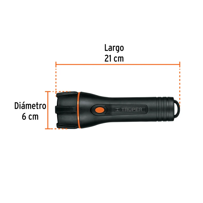 LINTERNA PLAST. 180 LM C/2 PILAS D, TRUPER