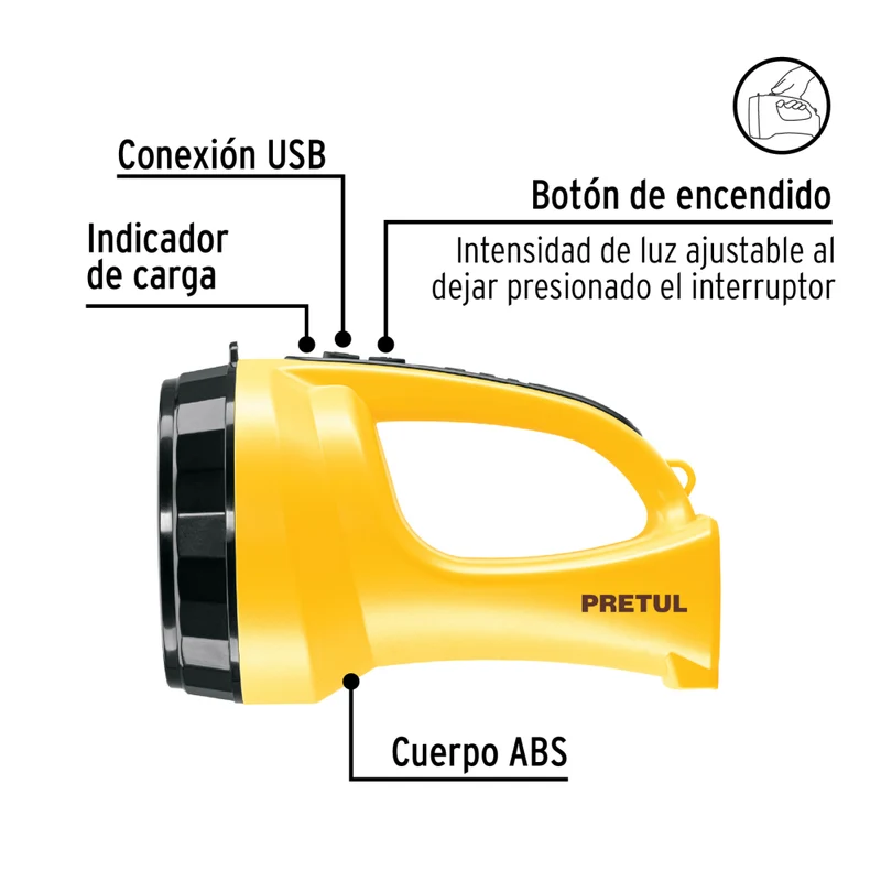 LINTERNA RECARGABLE 260LM, PRETUL