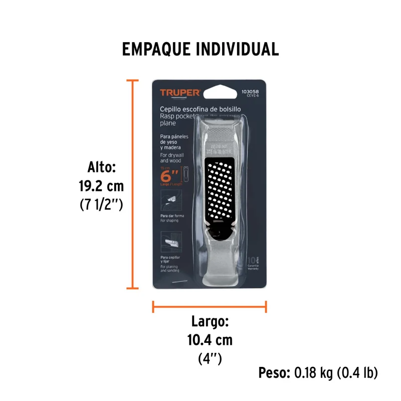 CEPILLO ESCOFINA P/ MUROS DE YESO 6", TRUPER
