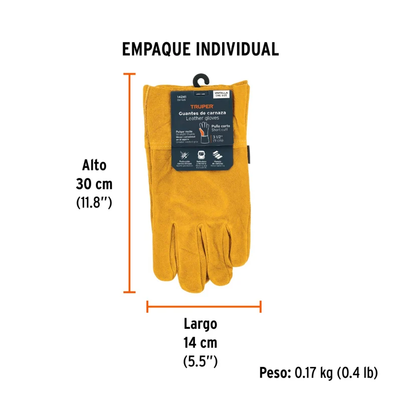 GUANTES DE CARNAZA, CORTOS, UNITALLA, TRUPER