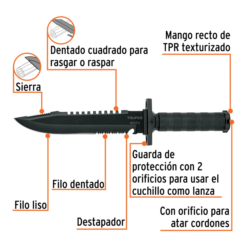 CUCHILLO TACTICO DE MONTE 8"