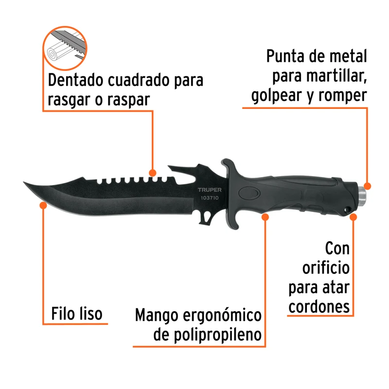 CUCHILLO TACTICO PARA CAMPISMO 7"