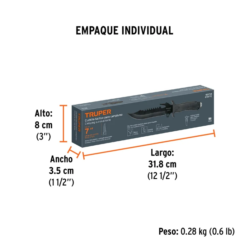 CUCHILLO TACTICO PARA CAMPISMO 7"
