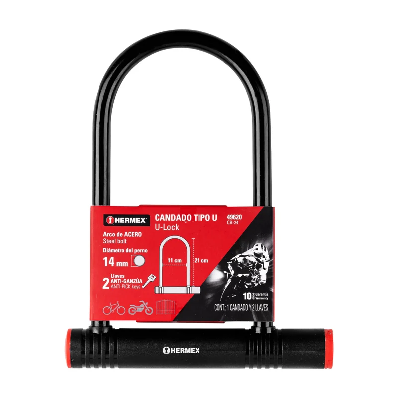 CANDADO RIGIDO TIPO "U" DE 12 MM, HERMEX