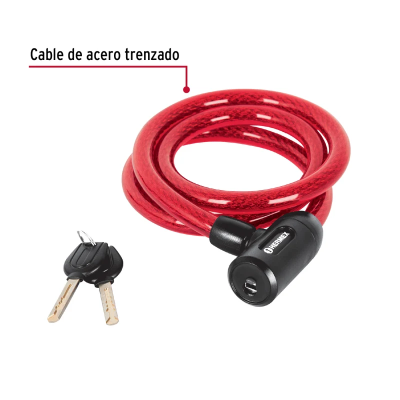 CANDADO DE CABLE C/LLAVE 1,20MX15MM