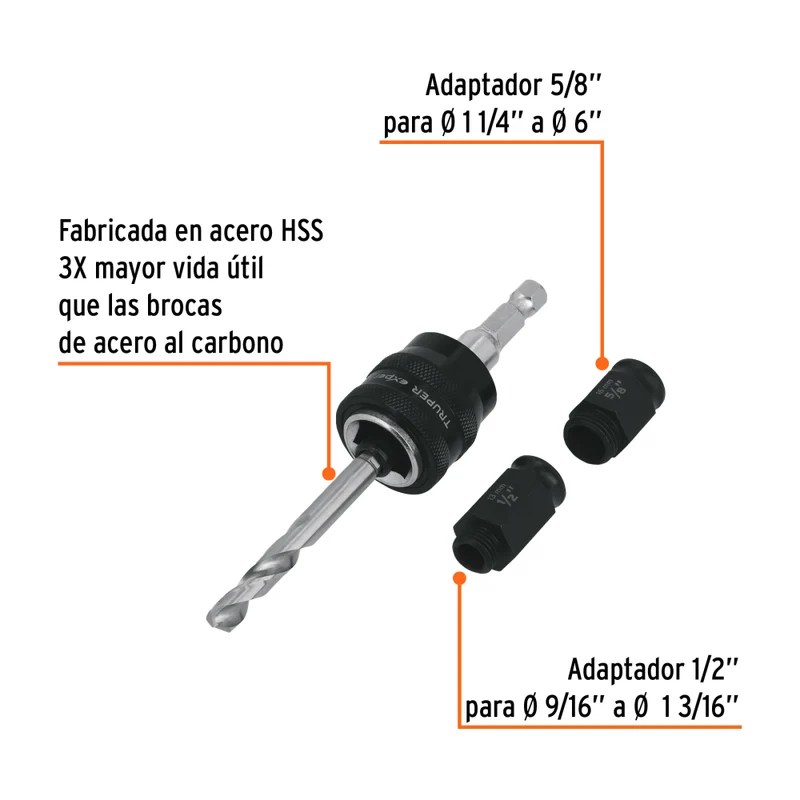 MANDRIL DE CAMBIO RAPIDO C/ ADAPTADORES Y BROCA