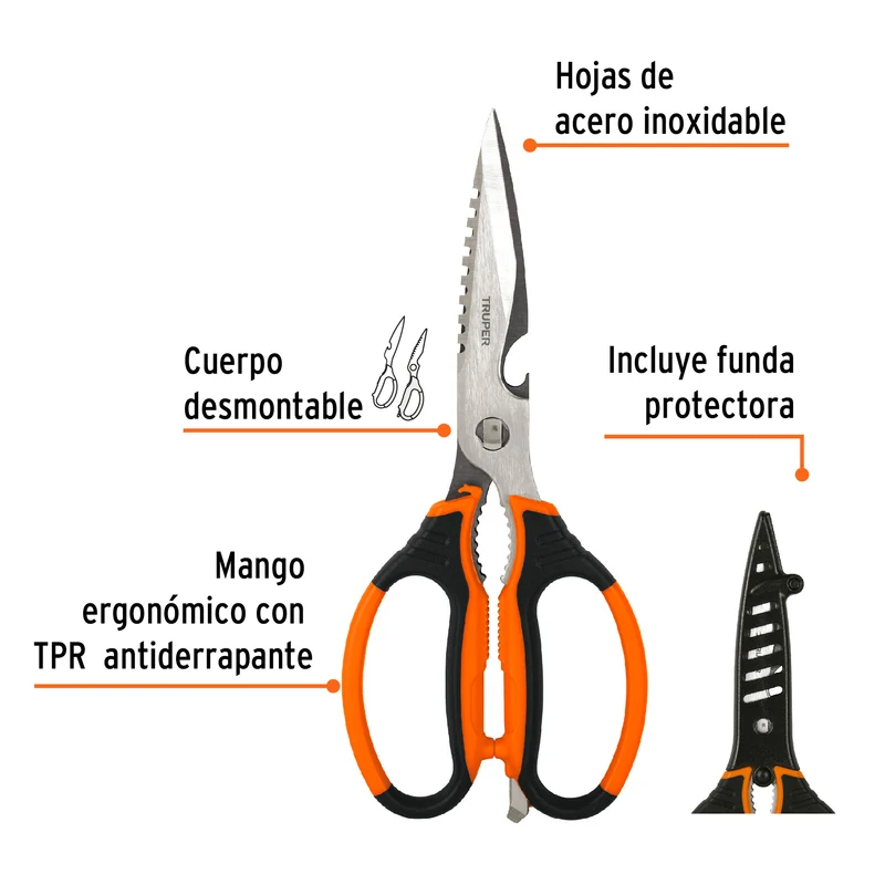 TIJERA 8" MULTIUSOS TRUPER, PARA COCINA