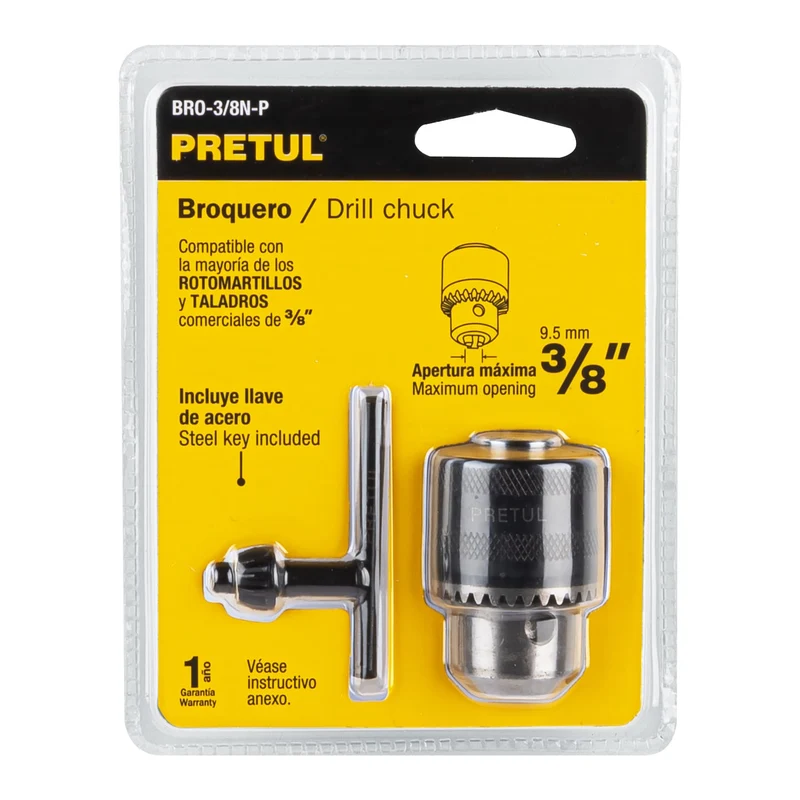 MANDRIL DE 3/8" CON LLAVE, PRETUL