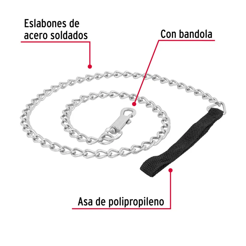 CORREA DE 1.2 M DE PASEO PARA PERRO, ESLABÓN 3.5 MM, FIERO