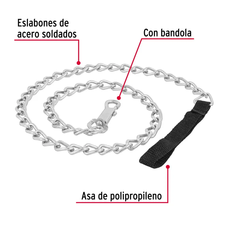 CORREA DE 1.2 M DE PASEO PARA PERRO, ESLABÓN 4.5 MM, FIERO