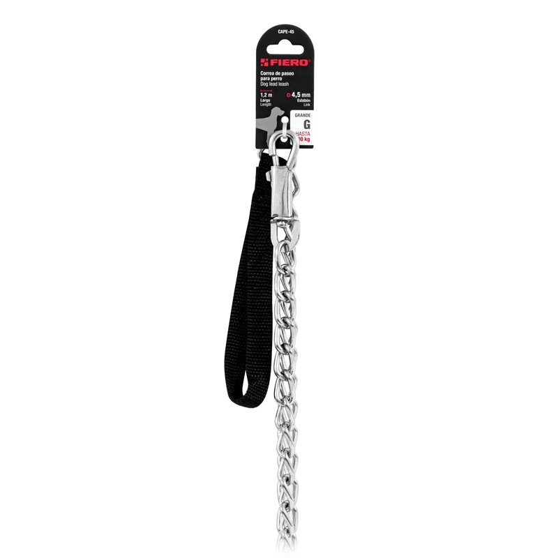 CORREA DE 1.2 M DE PASEO PARA PERRO, ESLABÓN 4.5 MM, FIERO