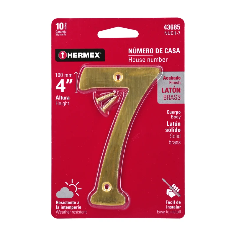 NÚMERO 7 DE LATÓN SÓLIDO 4", HERMEX