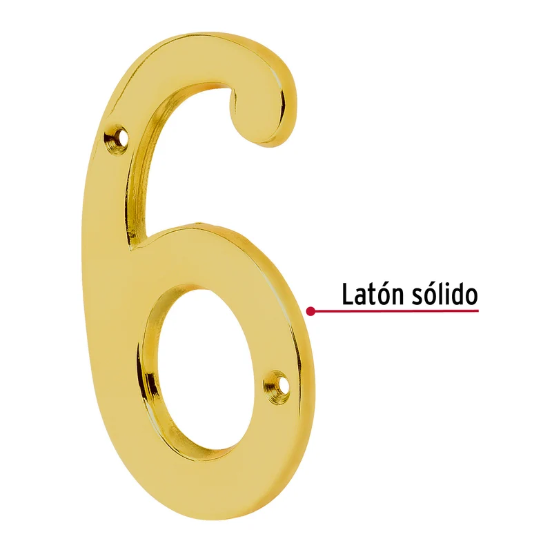 NÚMERO 6 DE LATÓN SÓLIDO 4", HERMEX