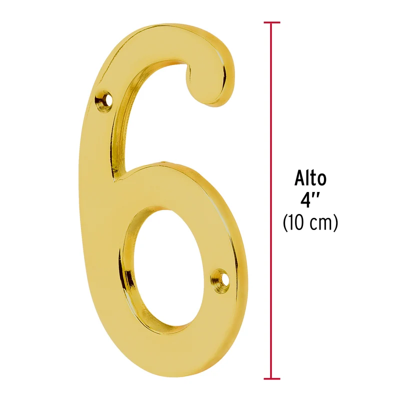NÚMERO 6 DE LATÓN SÓLIDO 4", HERMEX
