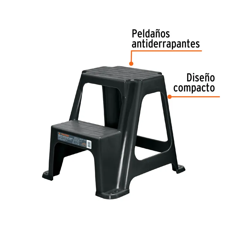 TABURETE LIGERO DE PLÁSTICO TRUPER, 2 PELDAÑOS.